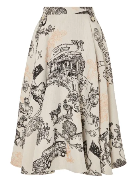 Temperley London printed A-line skirt
