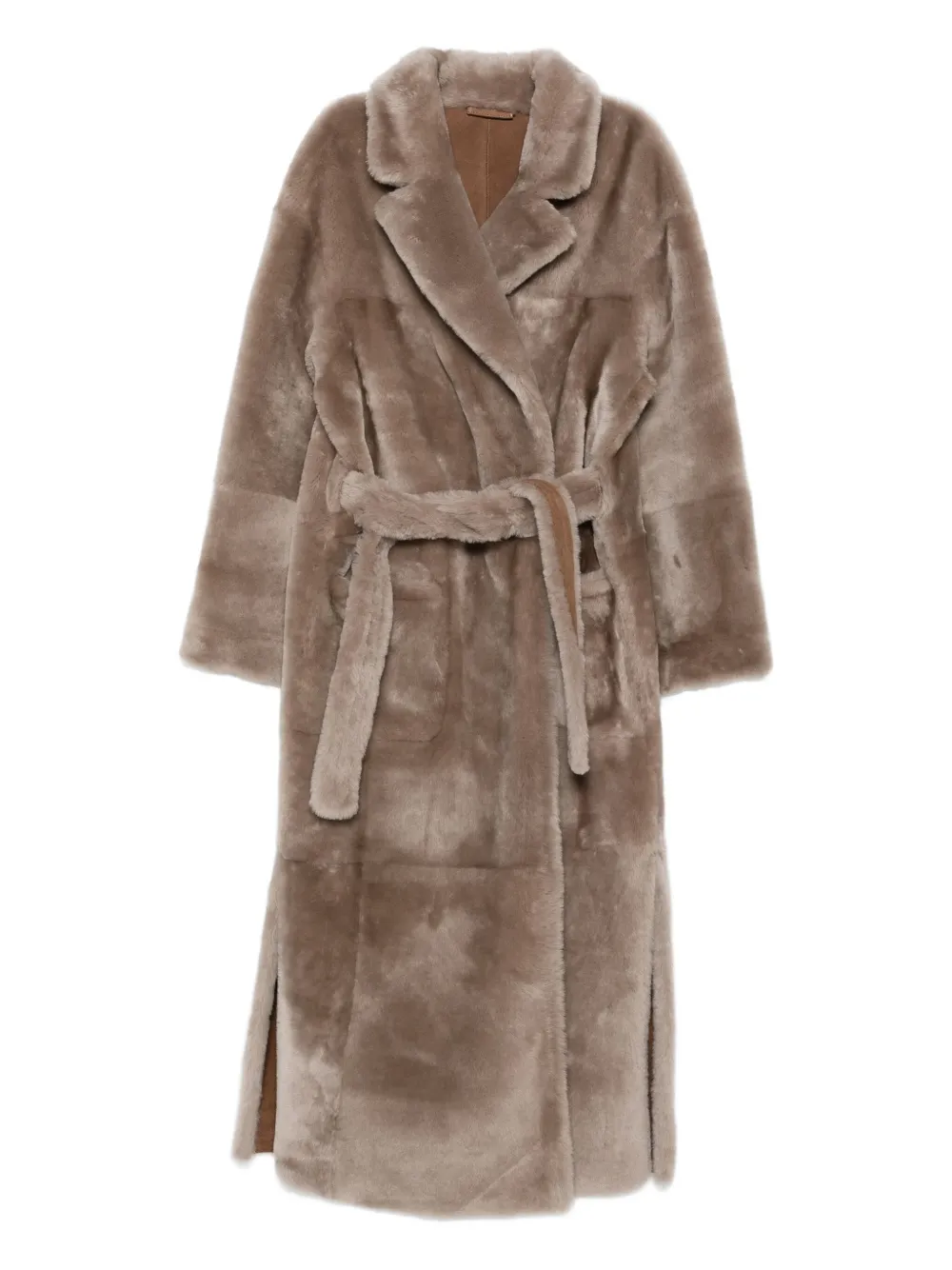 Liska belted shearling coat | Brown | Image 1
