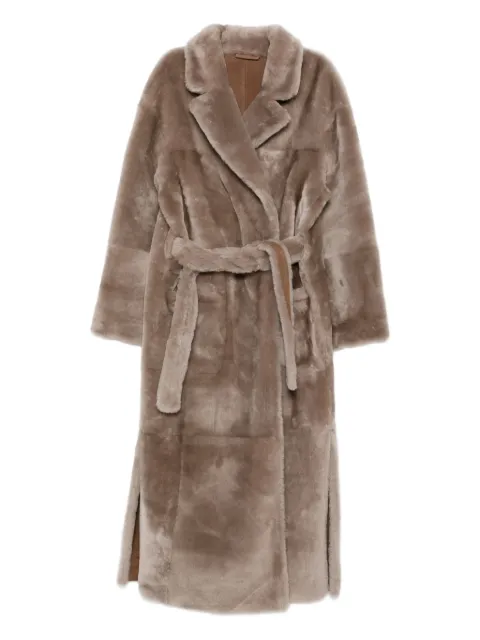 Liska belted shearling coat