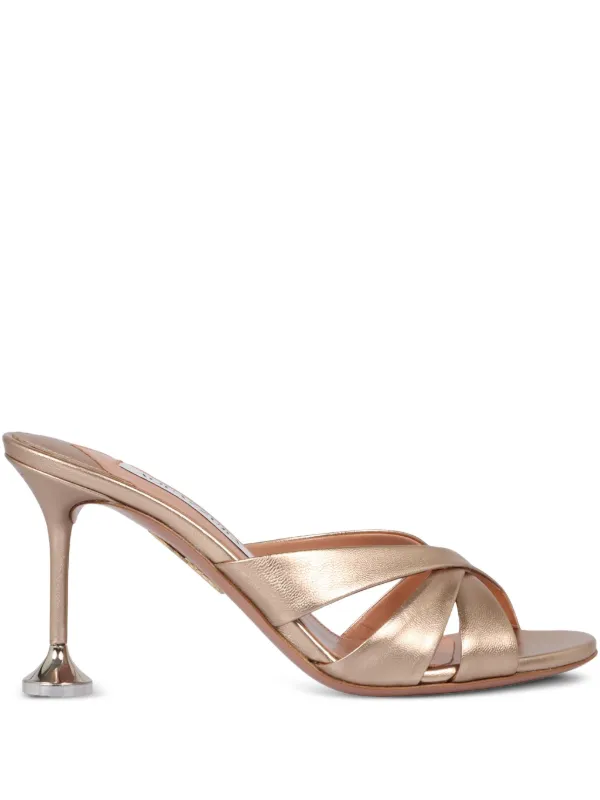 Aquazzura crossover-straps Leather Sandals Gold FARFETCH ID - Main Image