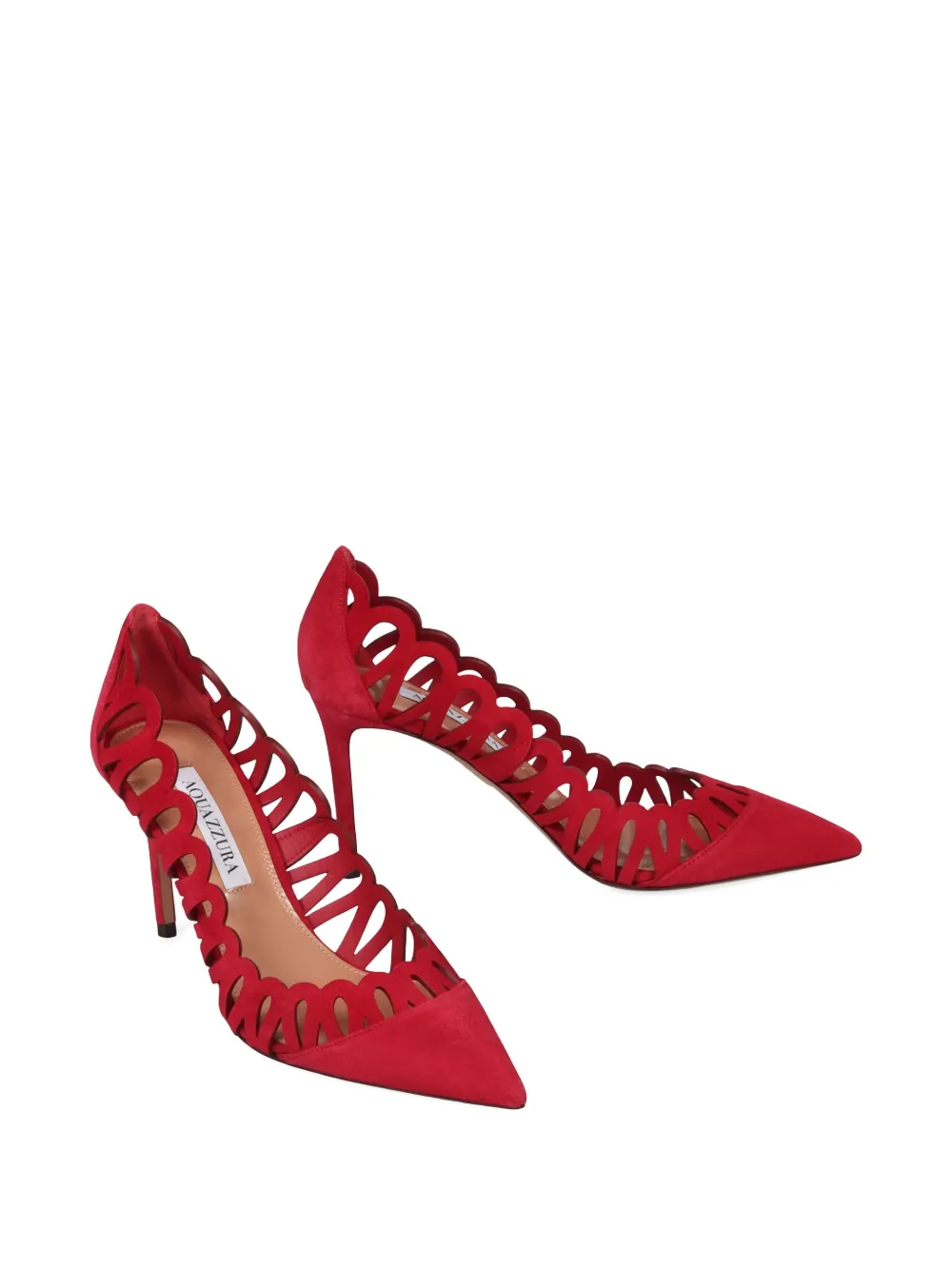 Aquazzura 85mm Peep Scalloped-cut Pumps In Red