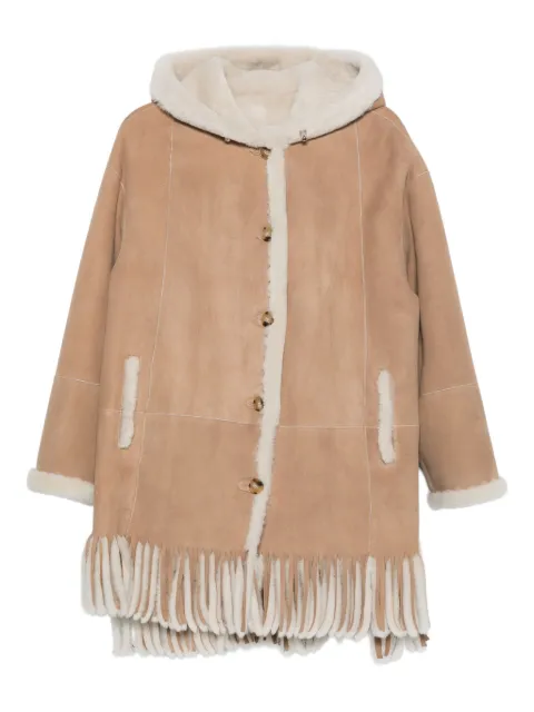 Liska hooded fringed shearling coat