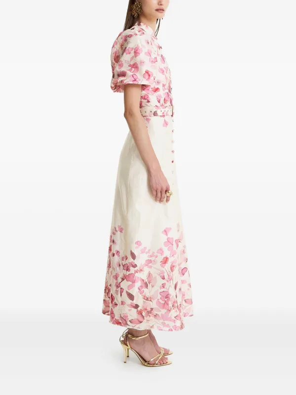 MOOS STUDIO Rosewind puff-sleeve floral-print Dress | Pink