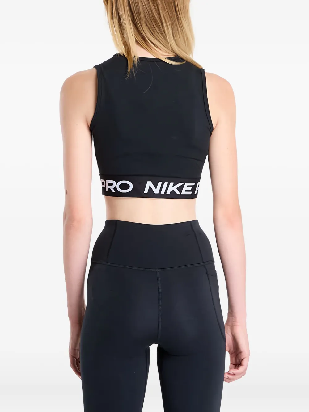 Nike Cropped tanktop met logoband Zwart