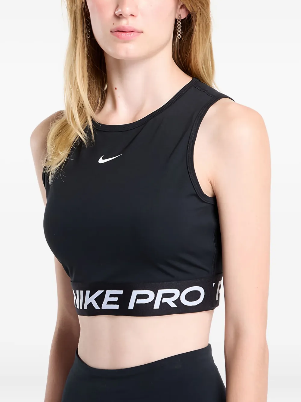 Nike Cropped tanktop met logoband Zwart