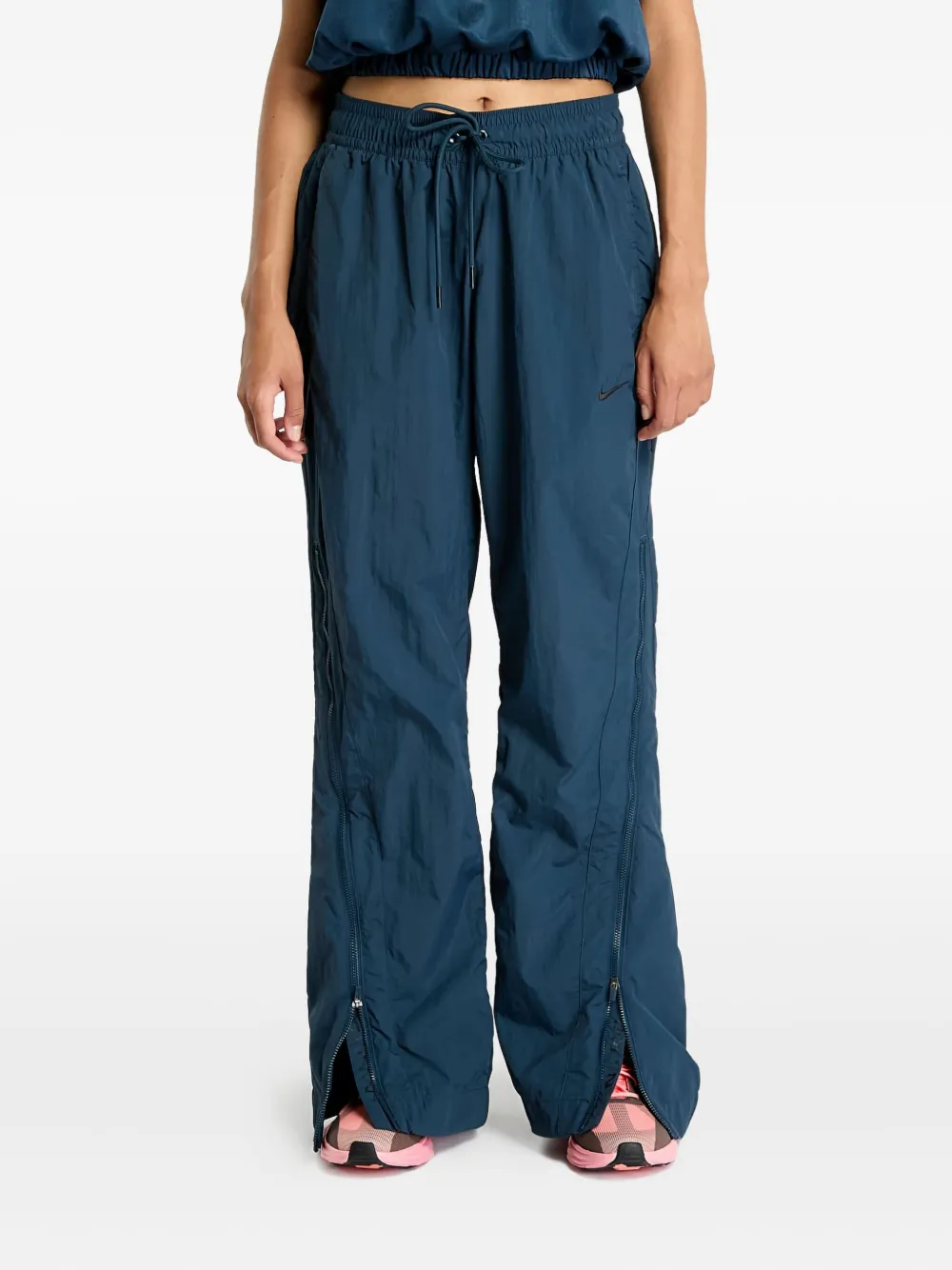 Nike zip-detail mid-rise trousers - Blauw