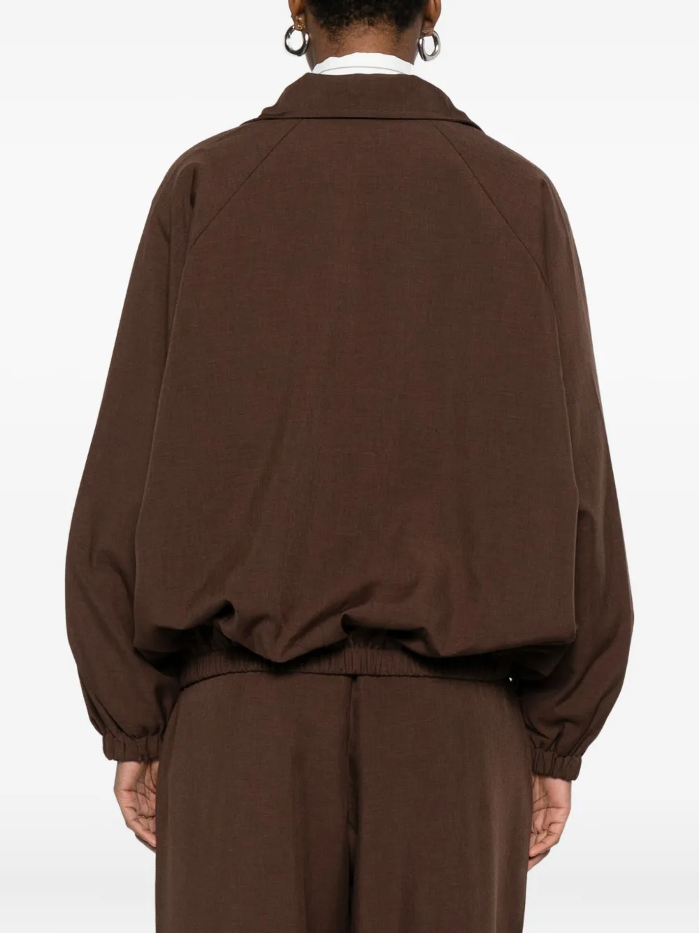 The Frankie Shop Elasticated-cuff Zip-front Jacket In Brown