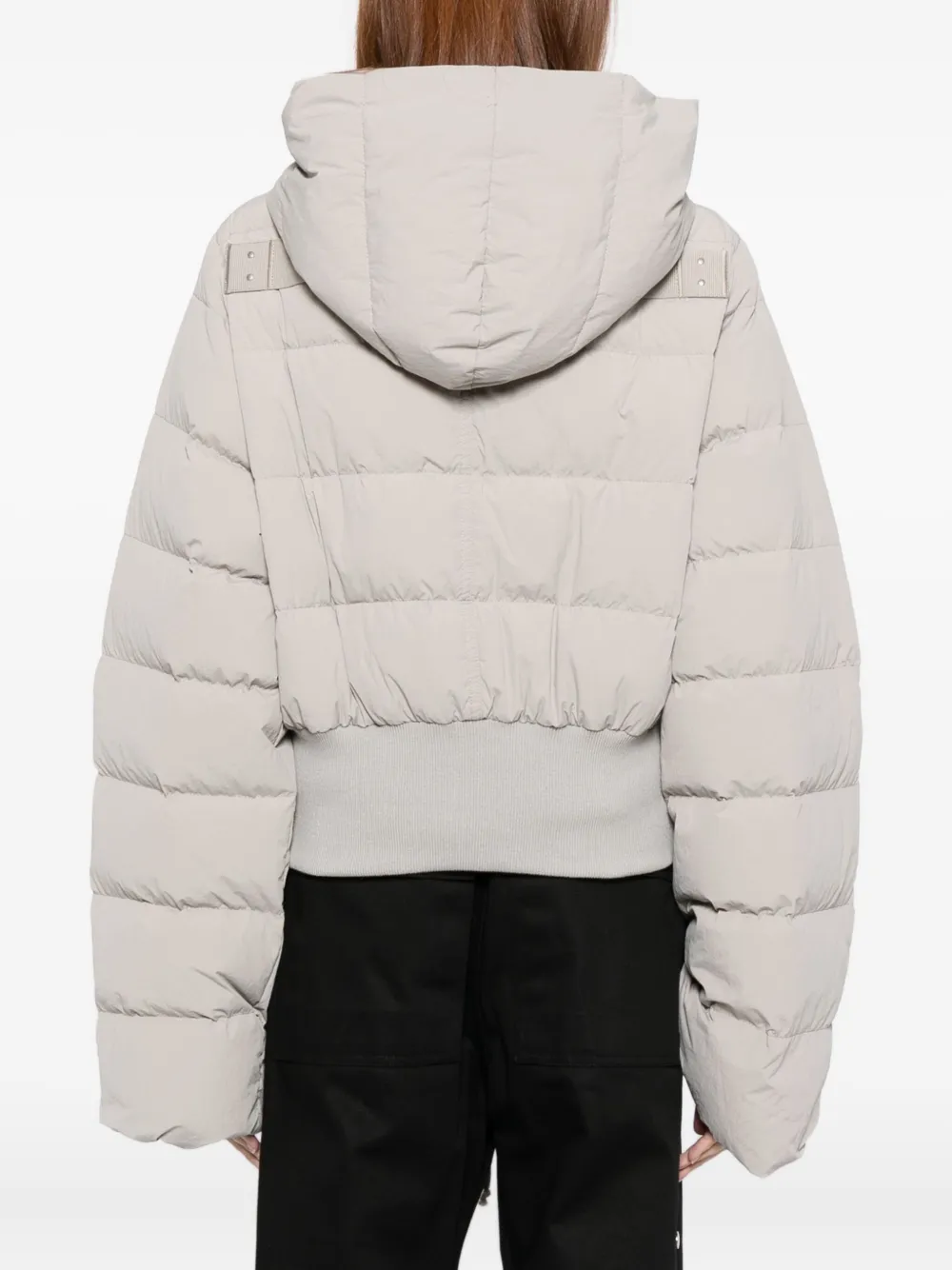 Rick Owens Hooded Puffer Jacket In Gray