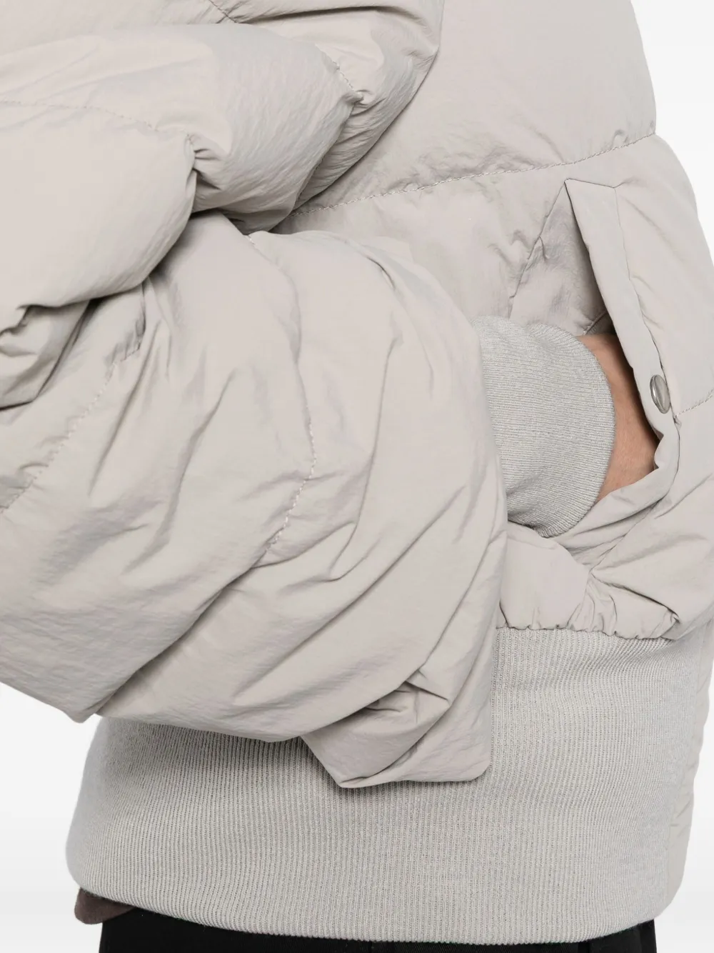 Rick Owens Hooded Puffer Jacket In Gray