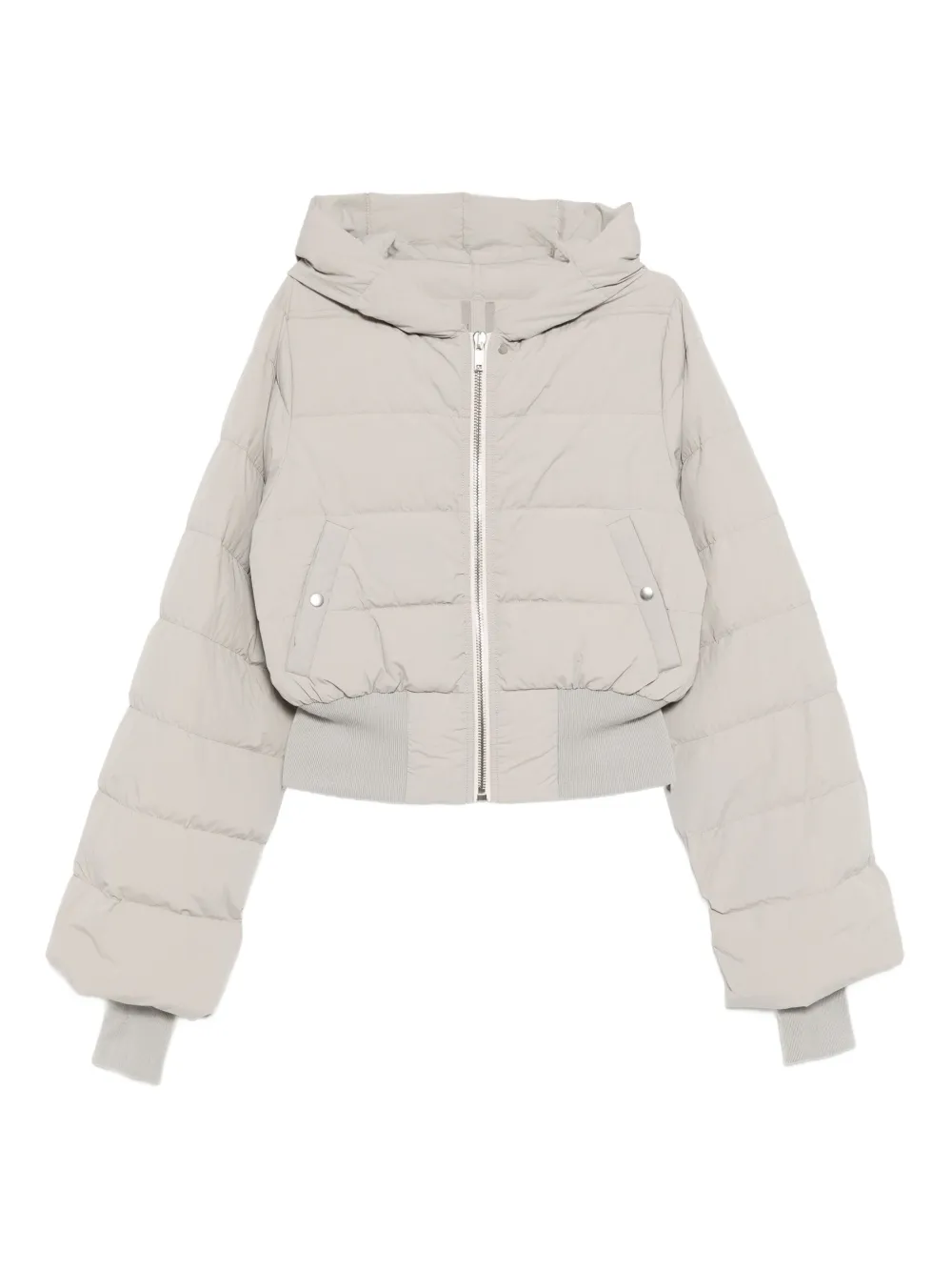 Rick Owens Hooded Puffer Jacket In Gray