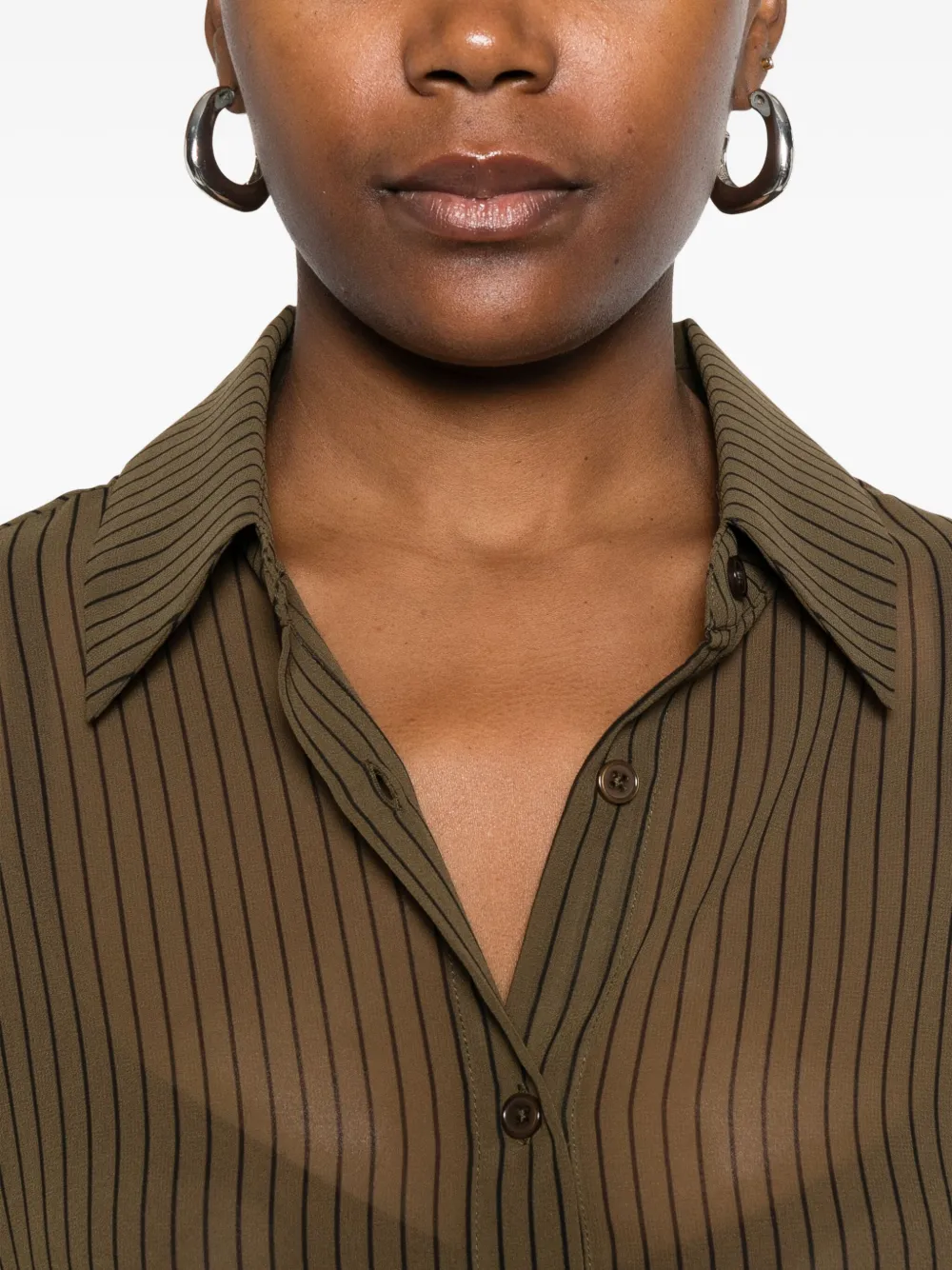 The Frankie Shop Striped Button-fastening Shirt In Green