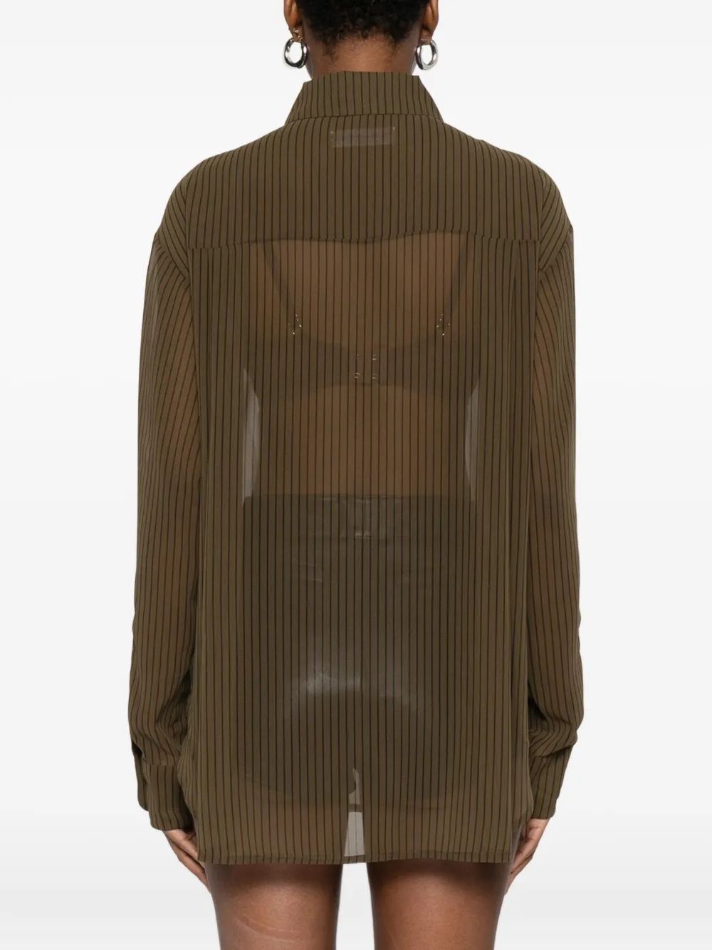 The Frankie Shop Striped Button-fastening Shirt In Green