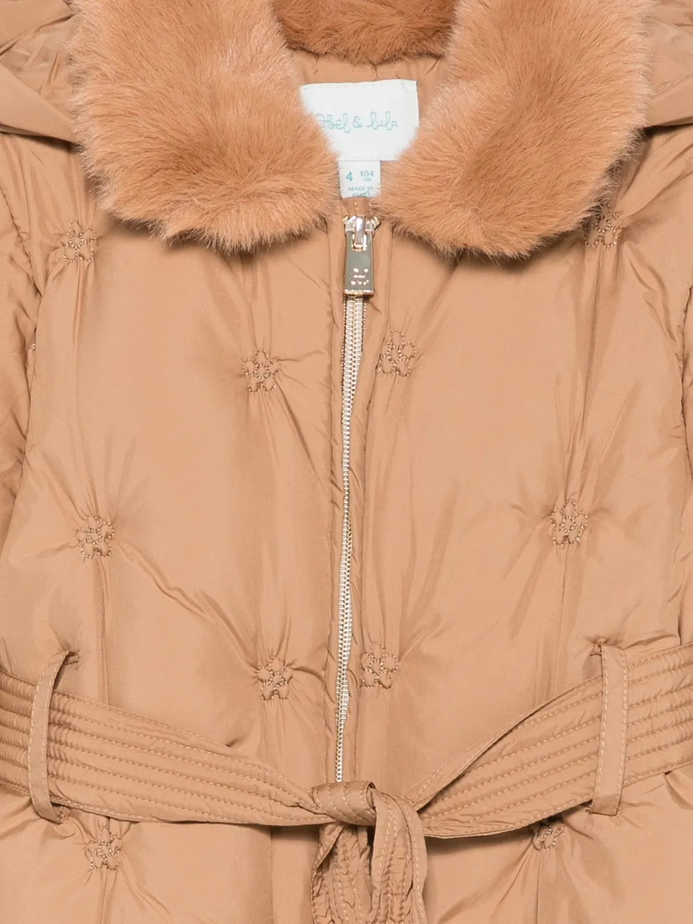 Abel & Lula Gewatteerd jack met afwerking van imitatiebont Beige