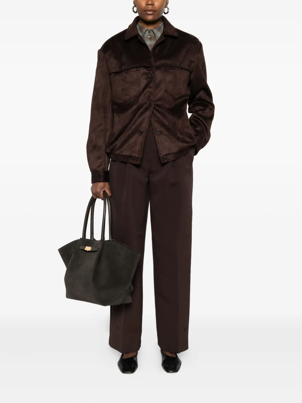 The Frankie Shop Broek met knoopsluiting en pijpen - Bruin