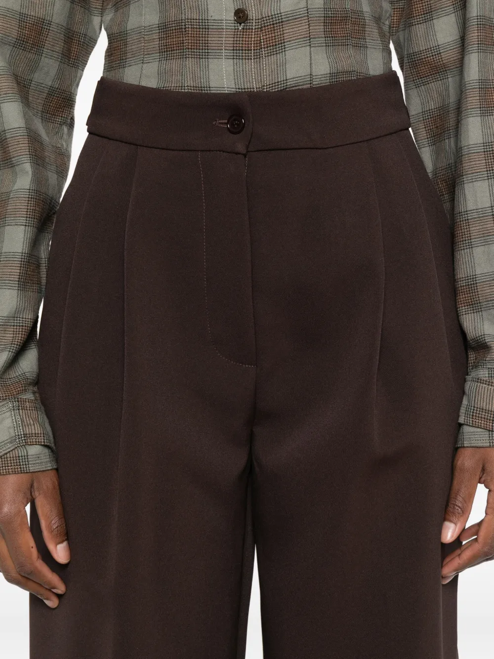 The Frankie Shop Button-fastening Darted Trousers In Brown