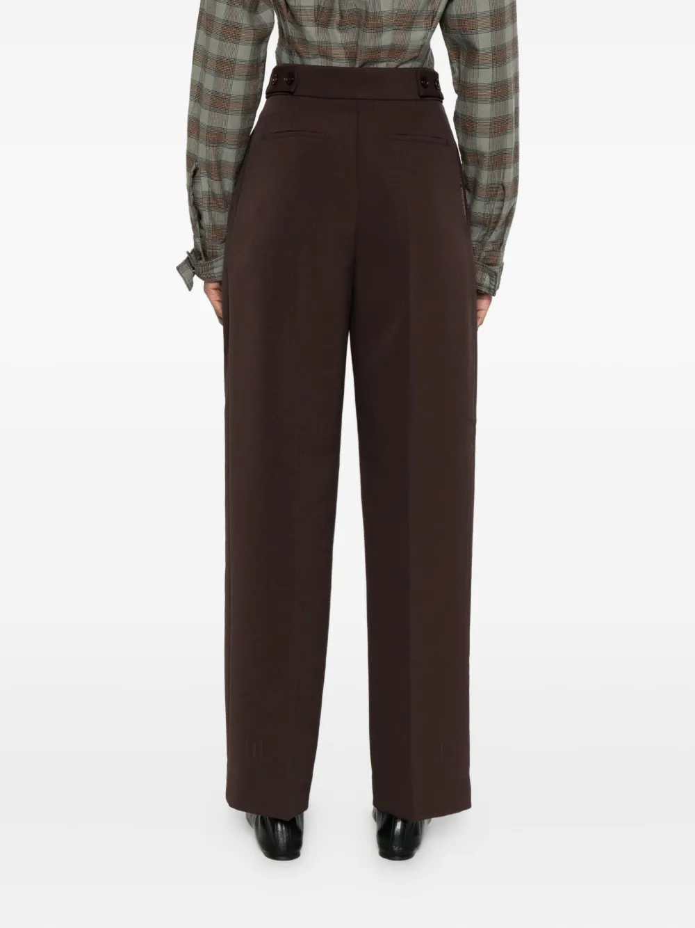 The Frankie Shop Button-fastening Darted Trousers In Brown