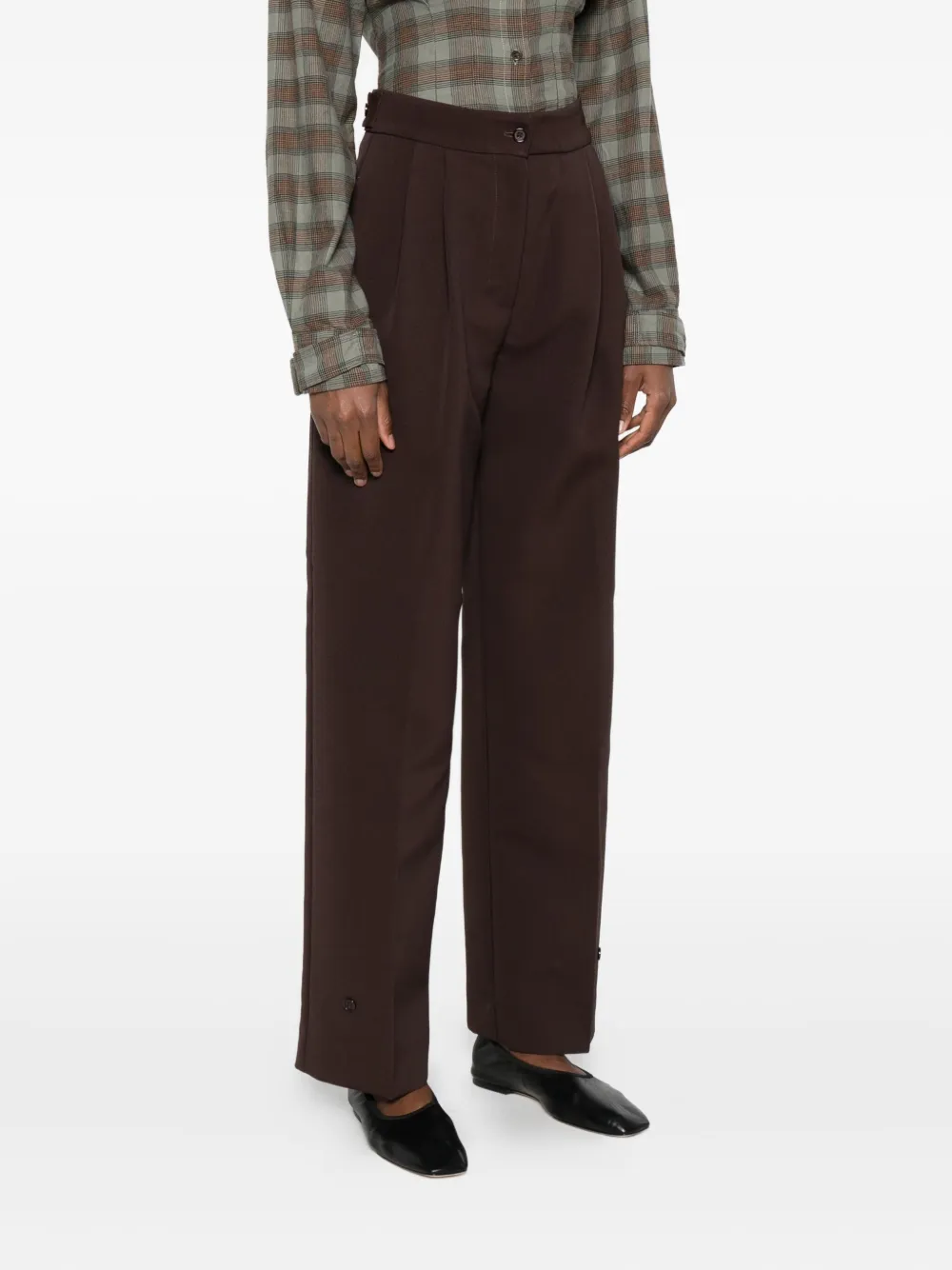 The Frankie Shop Button-fastening Darted Trousers In Brown