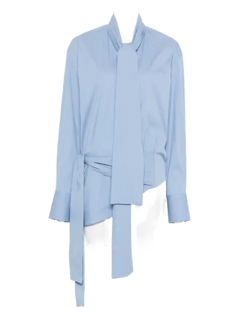 Plan C tie-neck wrap silk shirt