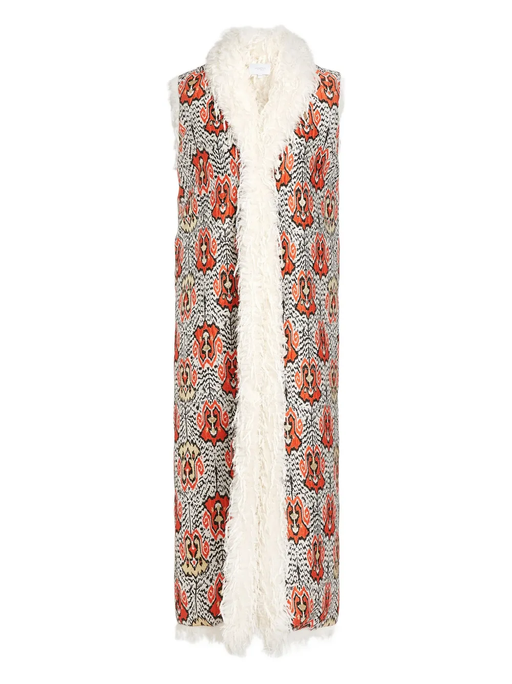 Giambattista Valli ikat-jacquard sleeveless coat | Grey | Image 1