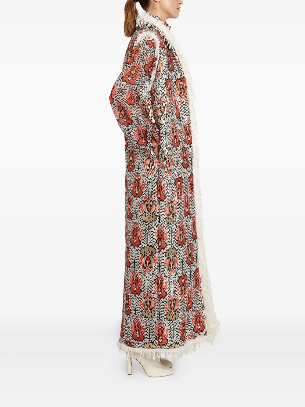 Giambattista Valli Ikat-jacquard Sleeveless Coat In Gray