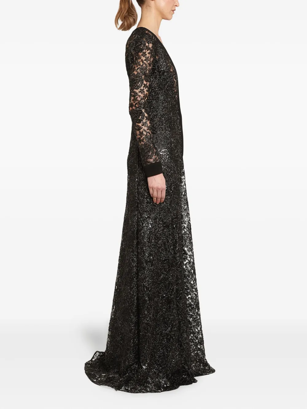 Giambattista Valli Maxikleid Mit Blumenstickerei In Black