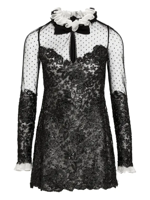 giambattista valli lace dress Giambattista Valli lace-insert Dress | Grey