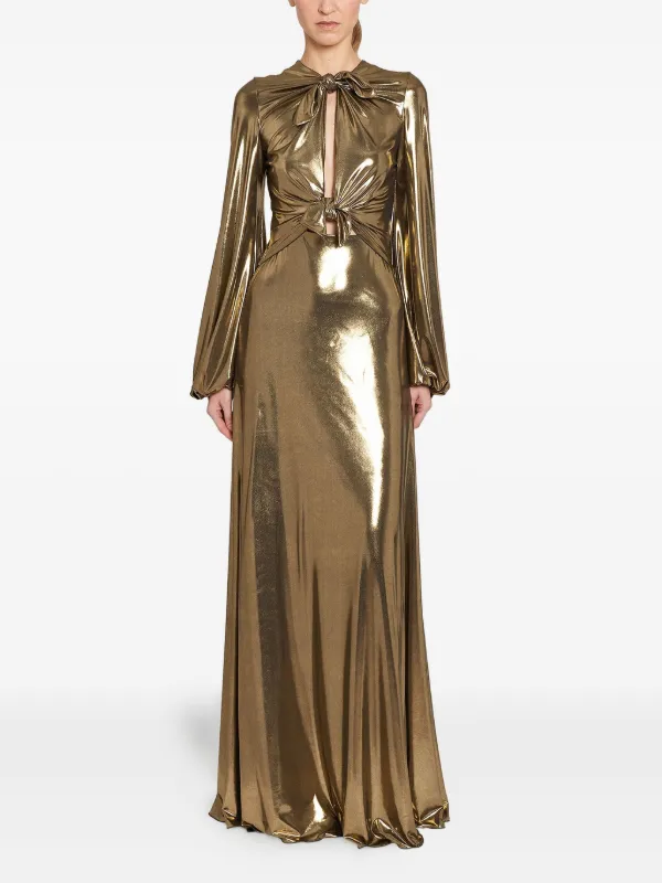 Giambattista Valli bow-detail Maxi Dress | Gold | FARFETCH