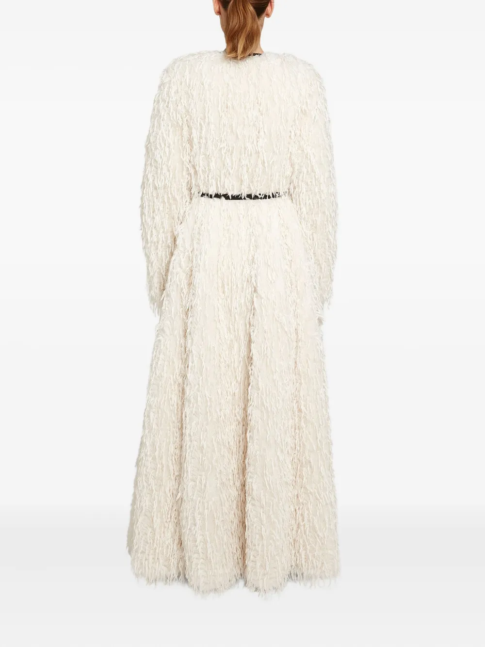Giambattista Valli Gewickelter Mantel Mit Federn In White