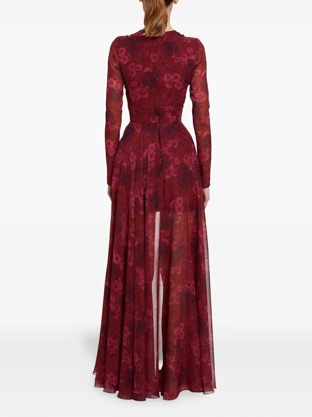 Giambattista Valli Floral-print Draped Maxi Dress In Red