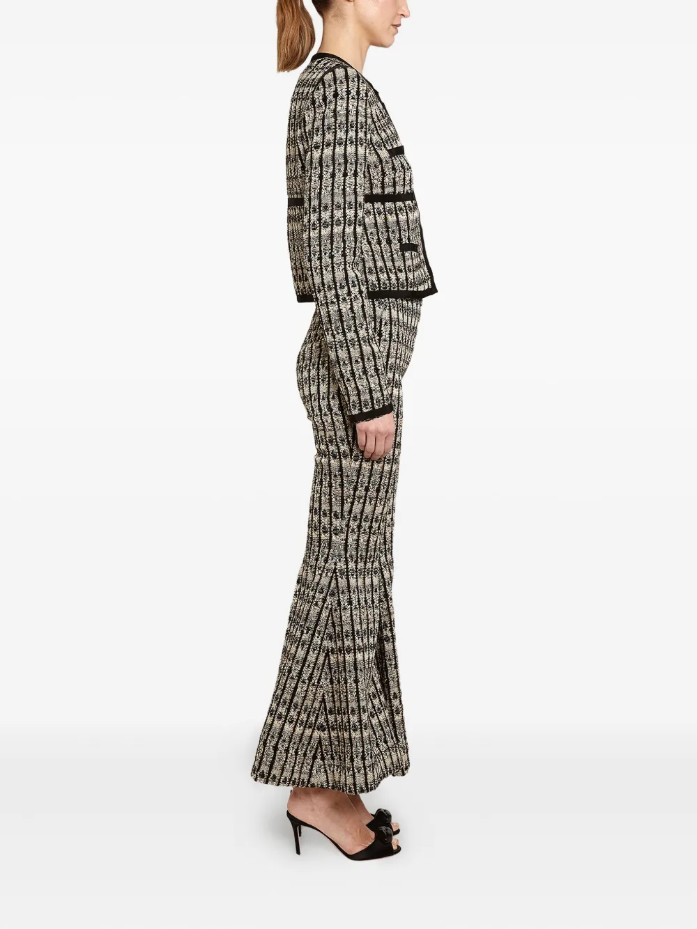 Giambattista Valli Optical Bouclé Flared Trousers In Multi