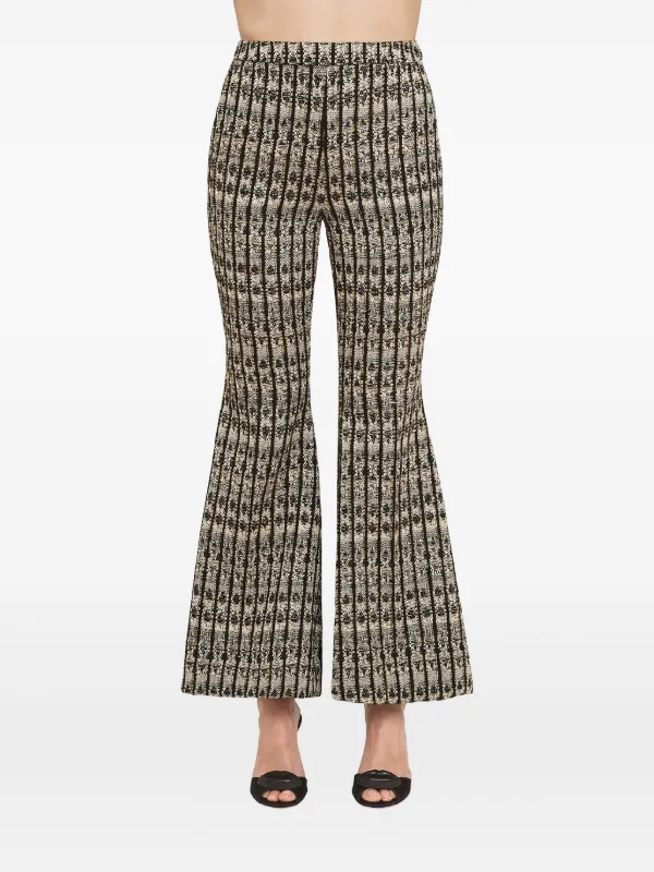 Giambattista Valli Optical Bouclé Flared Trousers in Neutrals