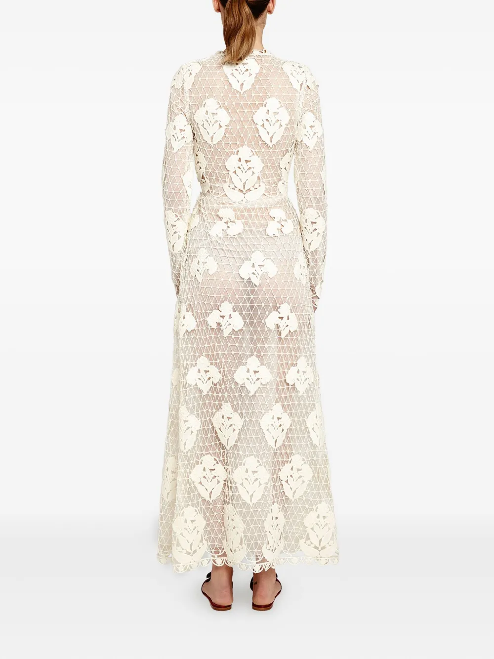 Giambattista Valli Floral-macramé Midi Dress In White