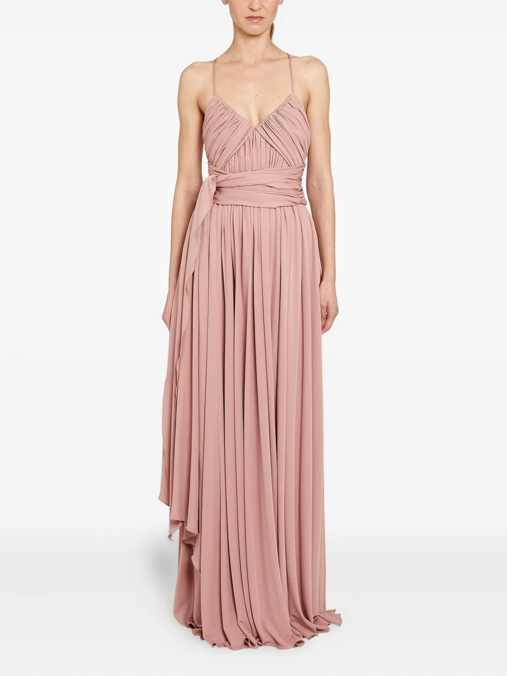 Giambattista Valli Pleated Spaghetti-straps Maxi Dress In Pink