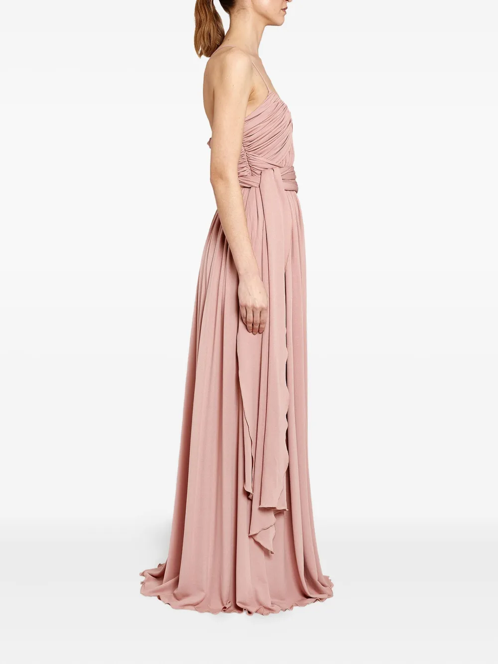 Giambattista Valli Pleated Spaghetti-straps Maxi Dress In Pink