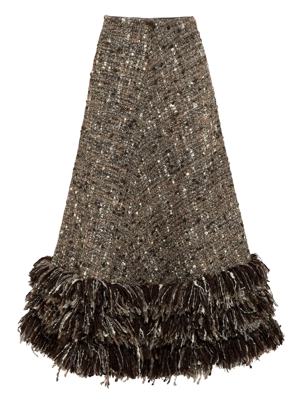 Giambattista Valli Bouclé Fringed Skirt In Brown