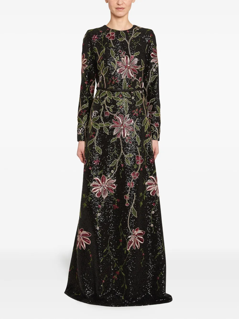 Giambattista Valli Maxi-jurk verfraaid met pailletten - Zwart