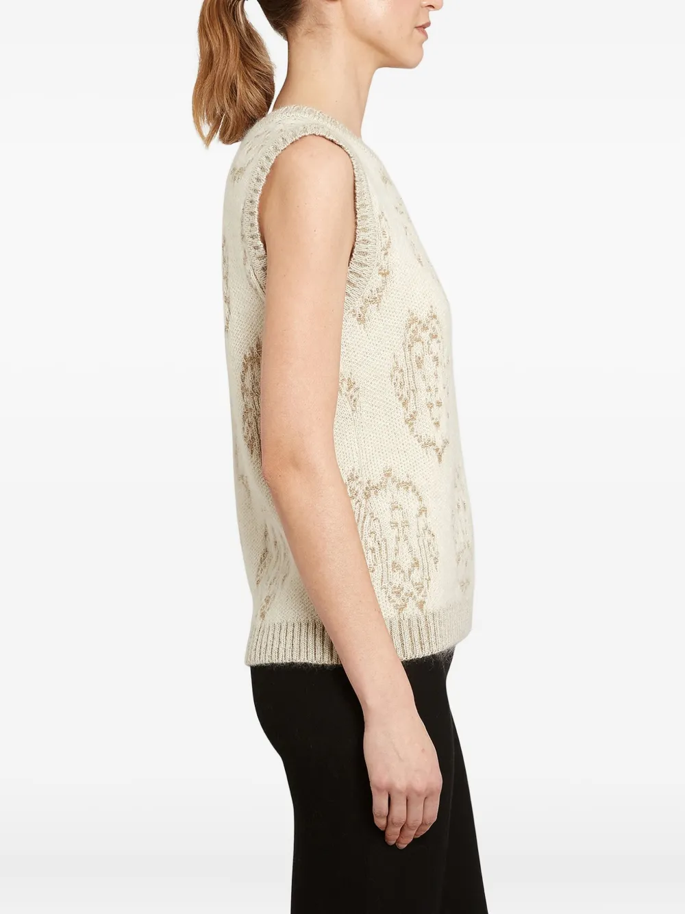 Giambattista Valli Ikat-pattern Sleeveless Vest In Neutral