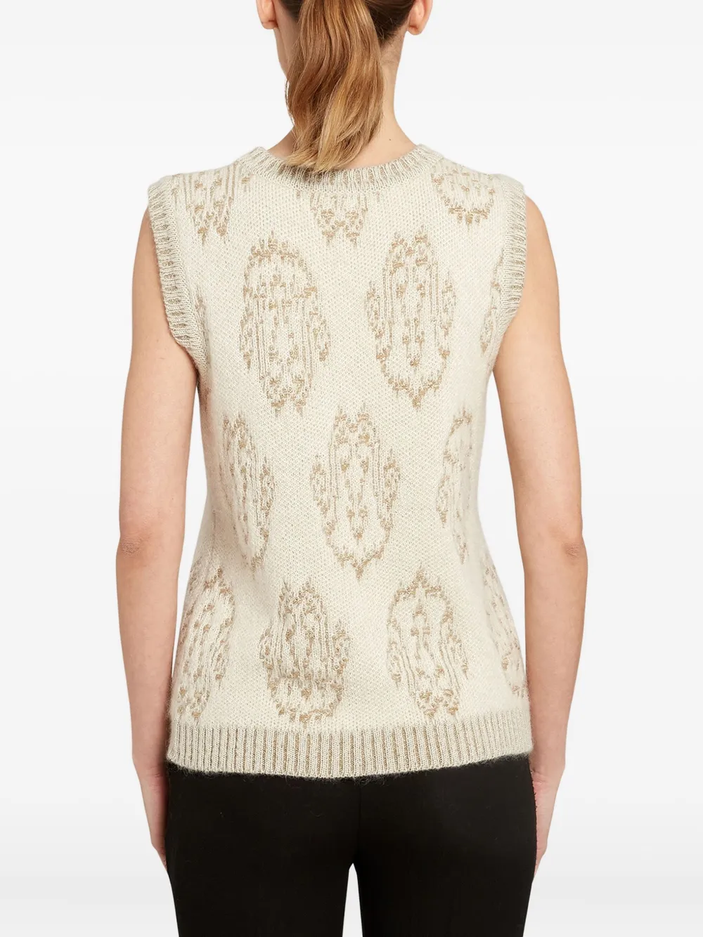 Giambattista Valli Ikat-pattern Sleeveless Vest In Neutral