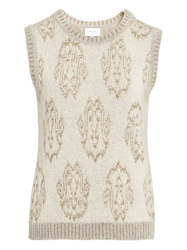 Giambattista Valli Ikat-pattern Sleeveless Vest in Neutrals