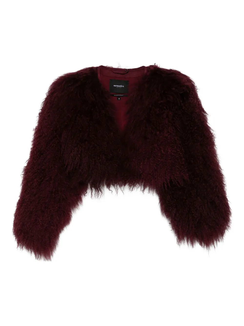 Retrofete Luxe cropped fur jacket | Red | Image 1