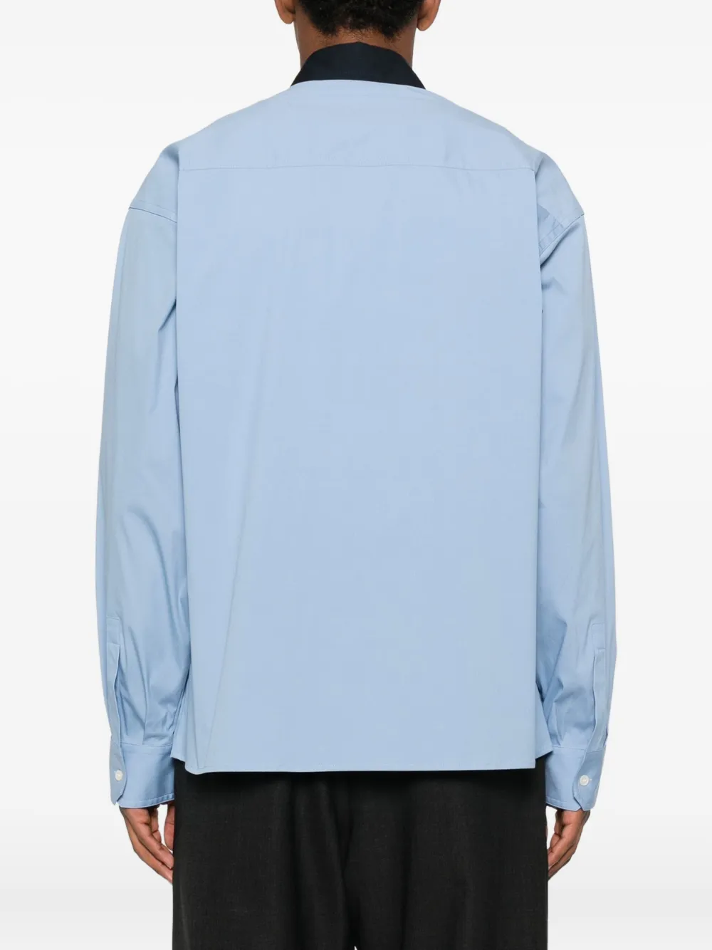 Plan C Two-toned Long-sleeve Shirt In Blue
