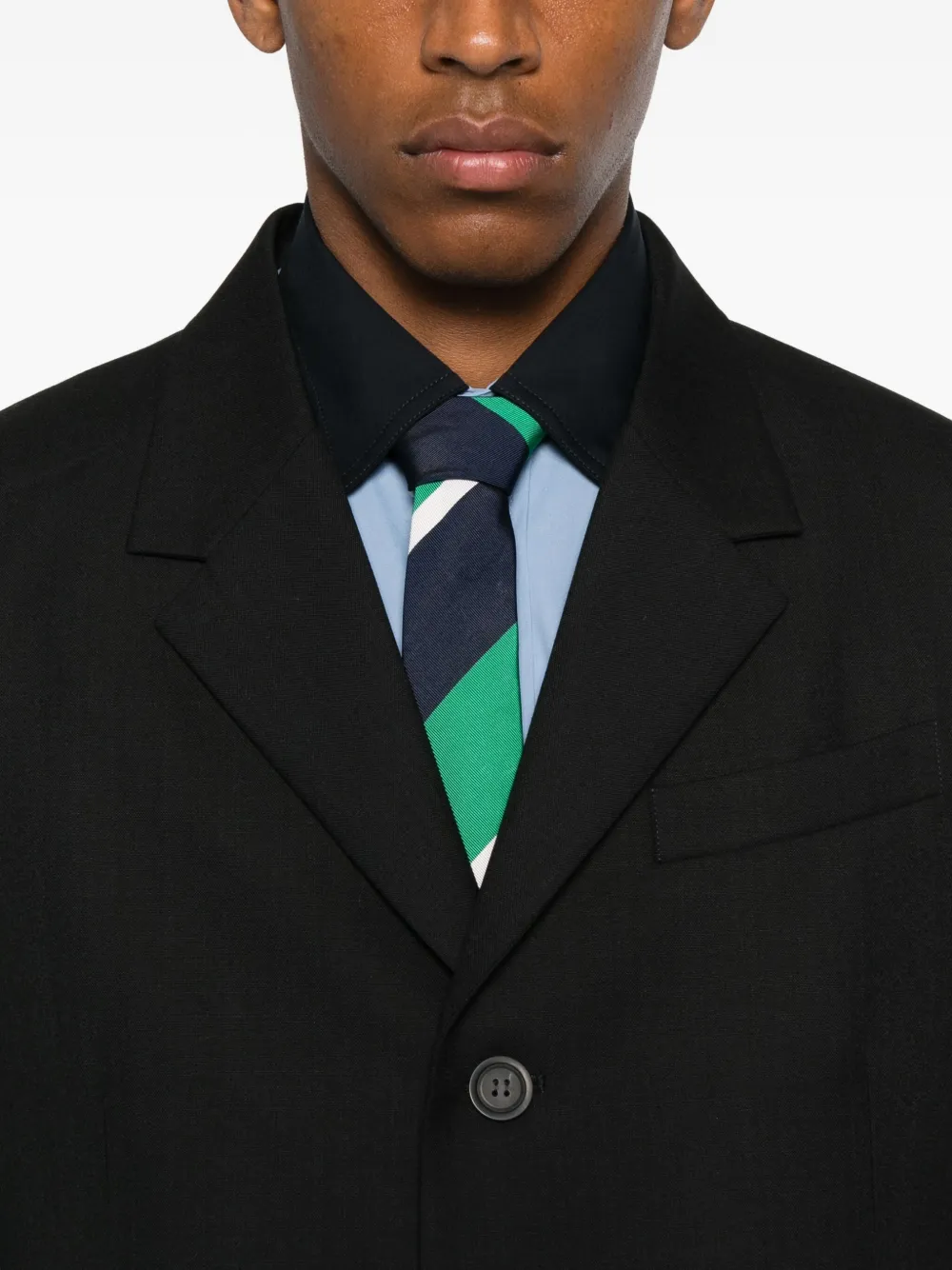 Plan C Blazer met krijtstreep en drie knopen Zwart