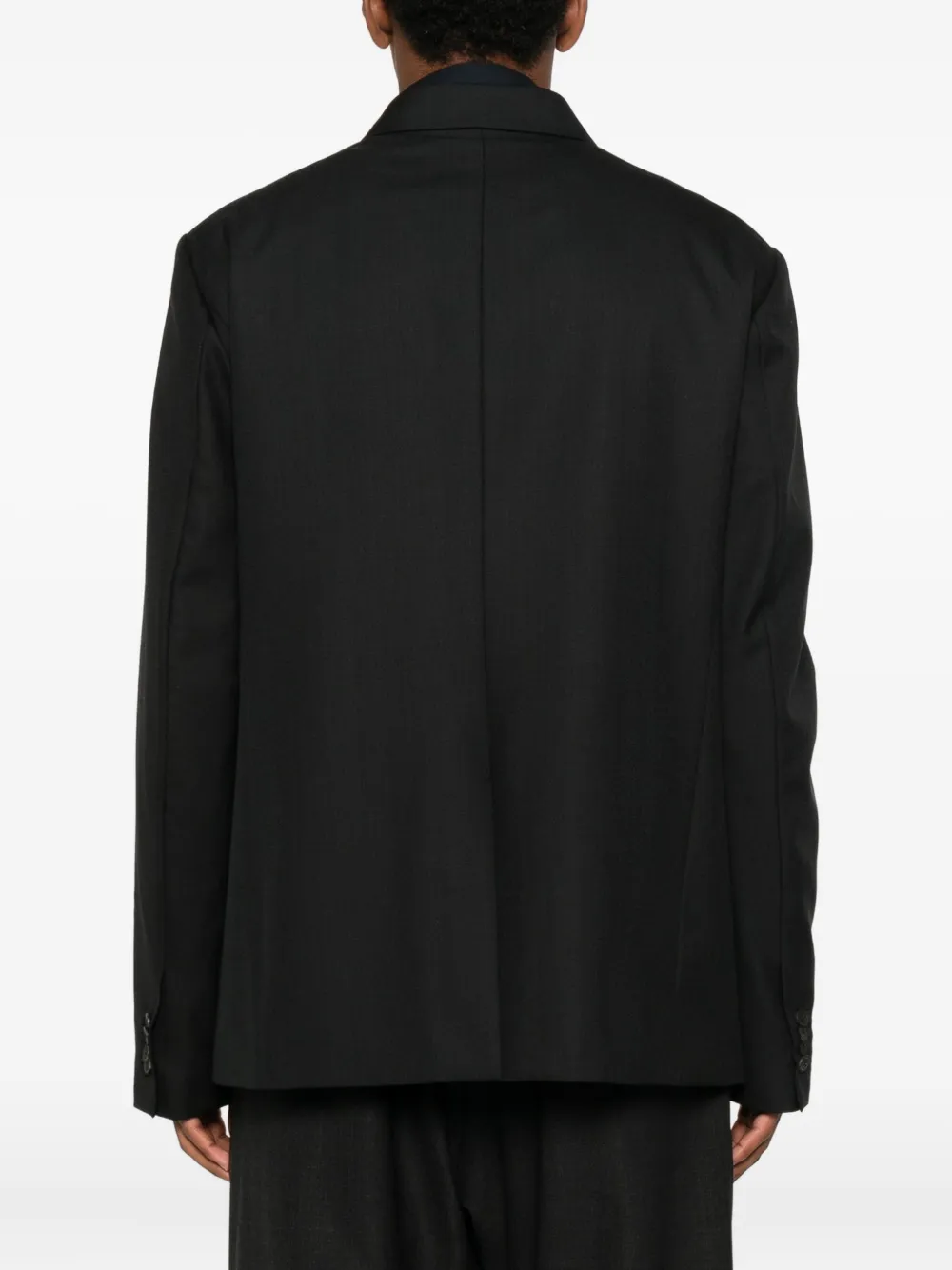 Plan C Blazer met krijtstreep en drie knopen Zwart