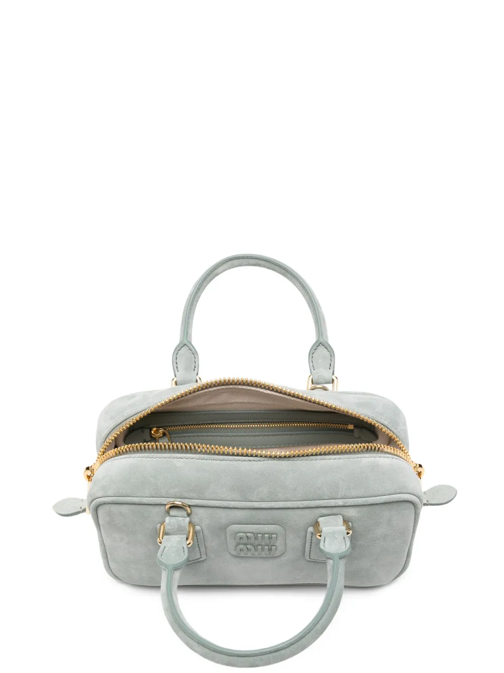 Miu Suède boekentas met handgreep Grijs