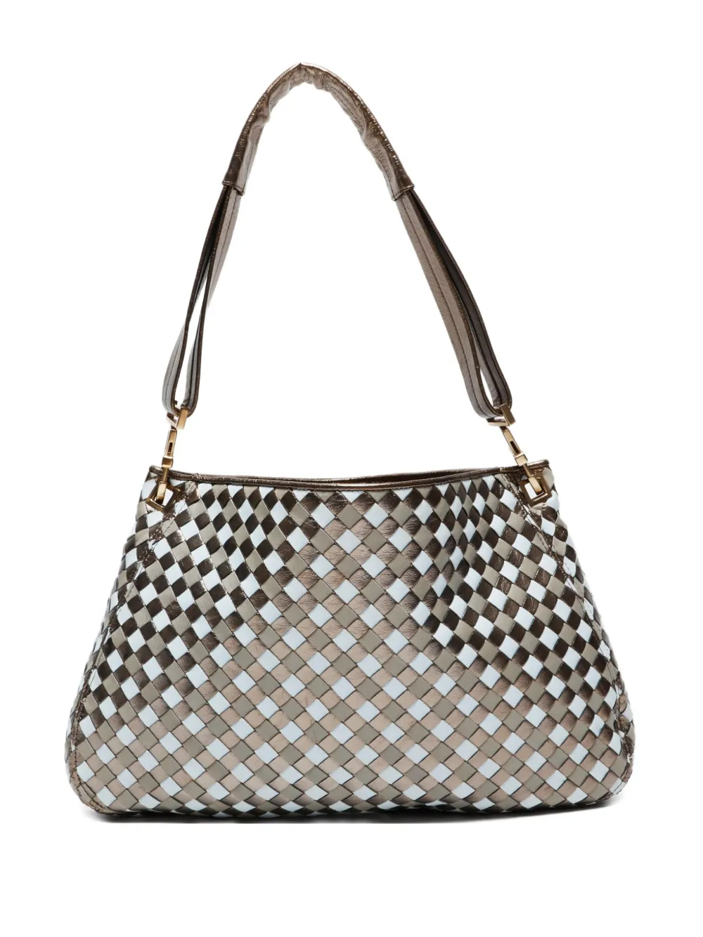 Bottega Veneta Pre-Owned Intrecciato leather shoulder bag - ゴールドトーン Bottega Veneta Pre-Owned Intrecciato leather shoulder bag - ゴールドトーン