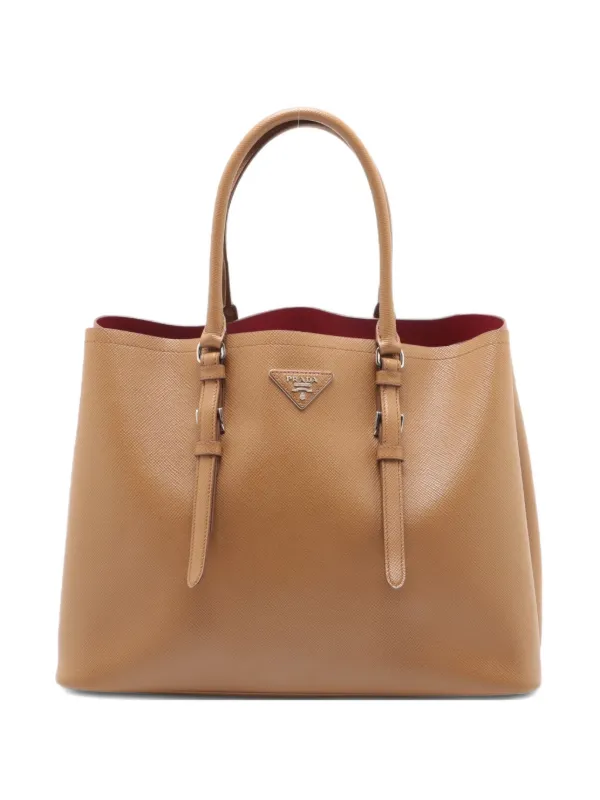 00s PRADA LEATHER TWEED TOTE HAND BAG. PRADA tote bag 00s tweed