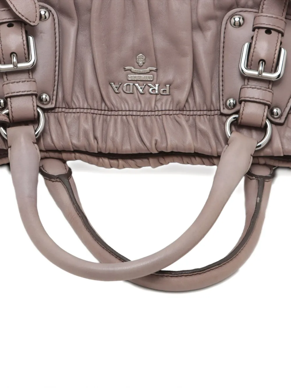 Pre-owned Miu Miu 2way Leather Tote Bag In Gray