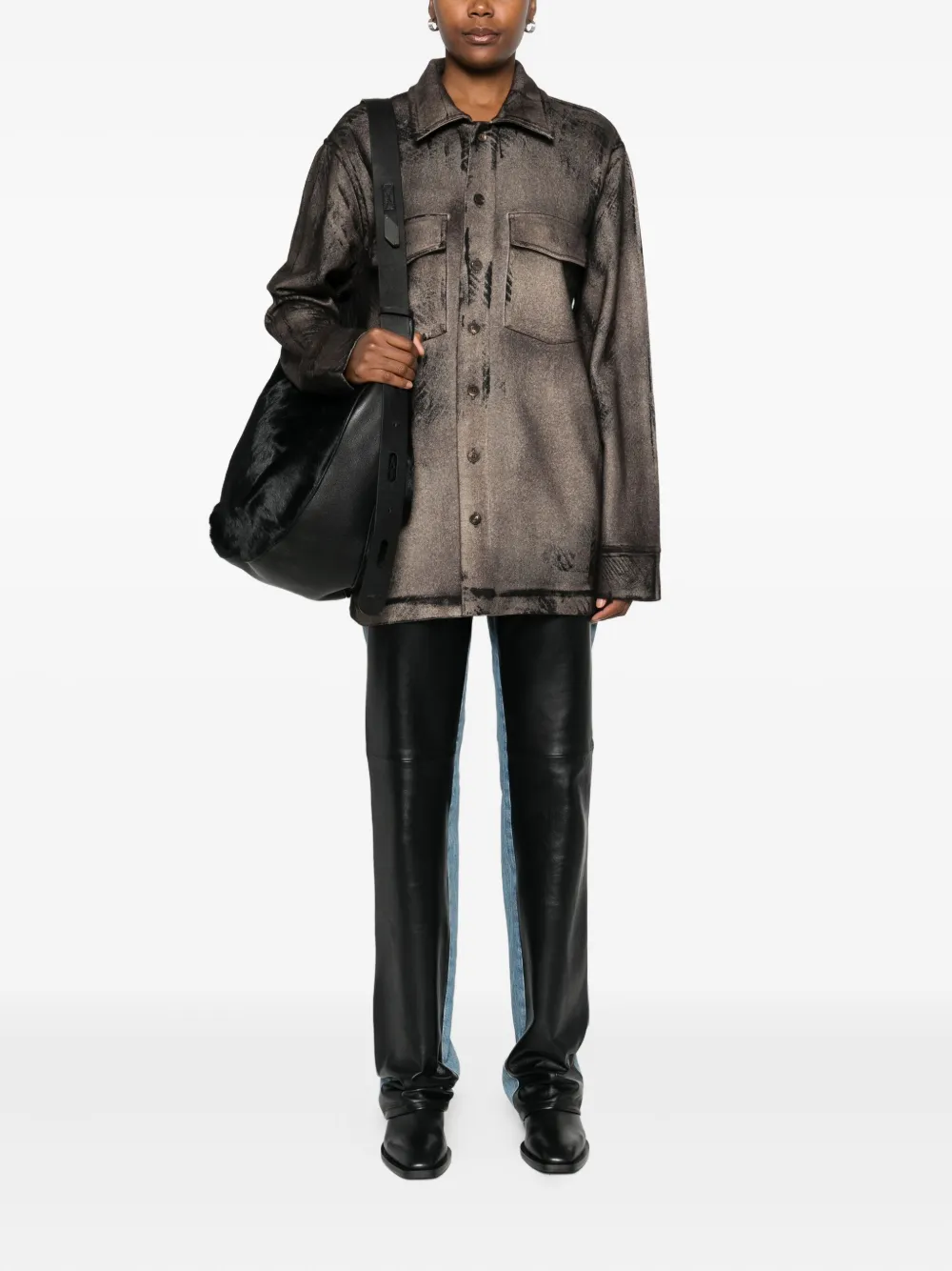 Avant Toi abstract-print button-down shirt - Bruin