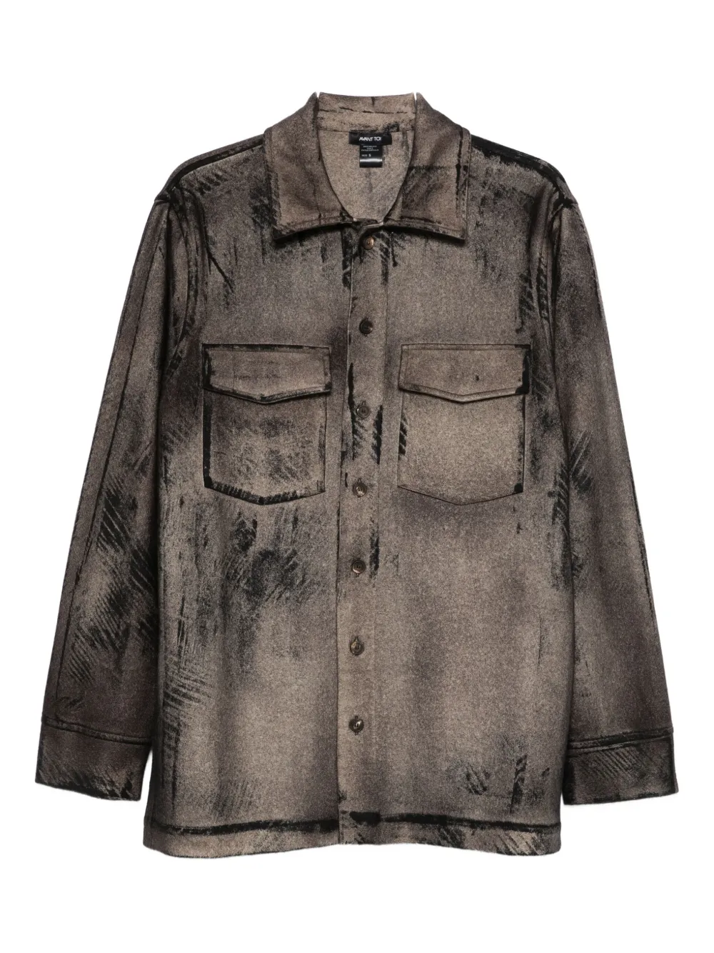 Avant Toi Abstract-print Button-down Shirt In Black