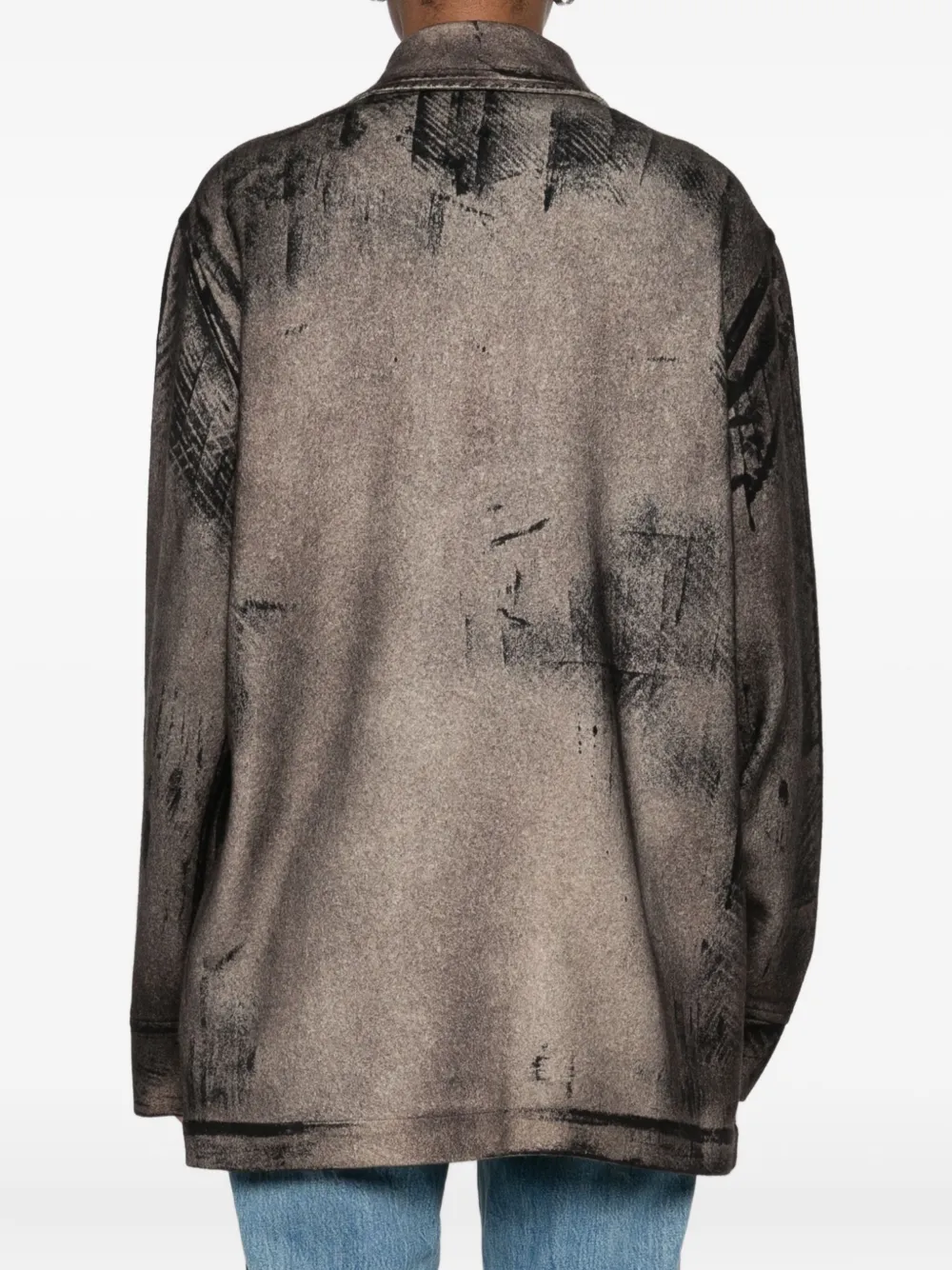 Avant Toi Abstract-print Button-down Shirt In Black